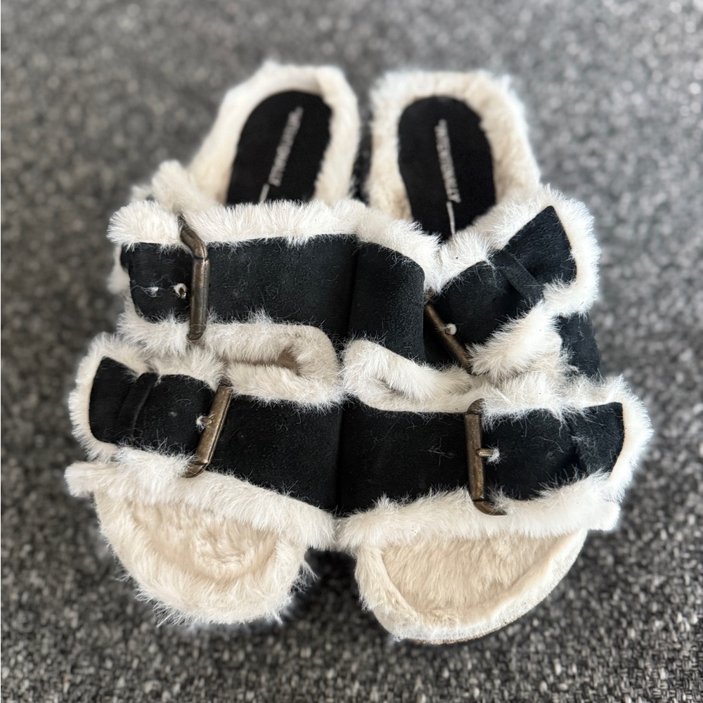 Intentionally Blank Black and White Platform Sandals